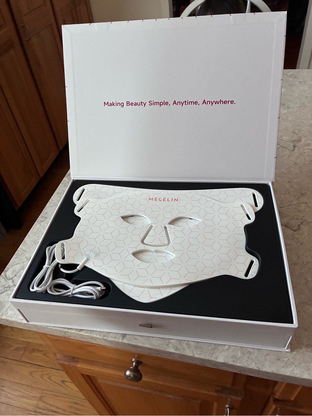 Megelin White LED Face and Neck Mask – Women's Skincare Mask for Radiance